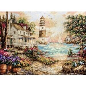 LetiStitch Cottage By The Sea Counted Cross Stitch Kit‎ Leti962 Lighthouse